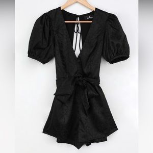 Lulus black puff sleeve romper